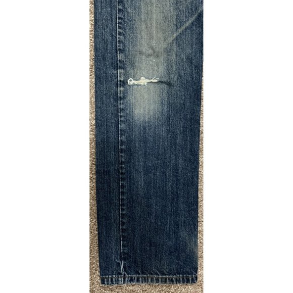 Levis 505 Regular Fit Blue Distressed 33x32 Men’s Jeans Ripped - Picture 4 of 14